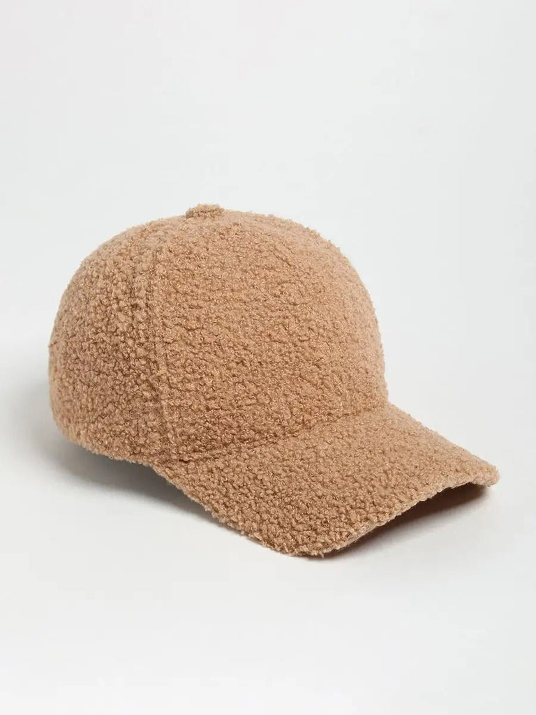 Casquette bouclette mouton, ajustable chaude, polaire, douce peluche à moumoute, modèle Mona - Casquette - Camel