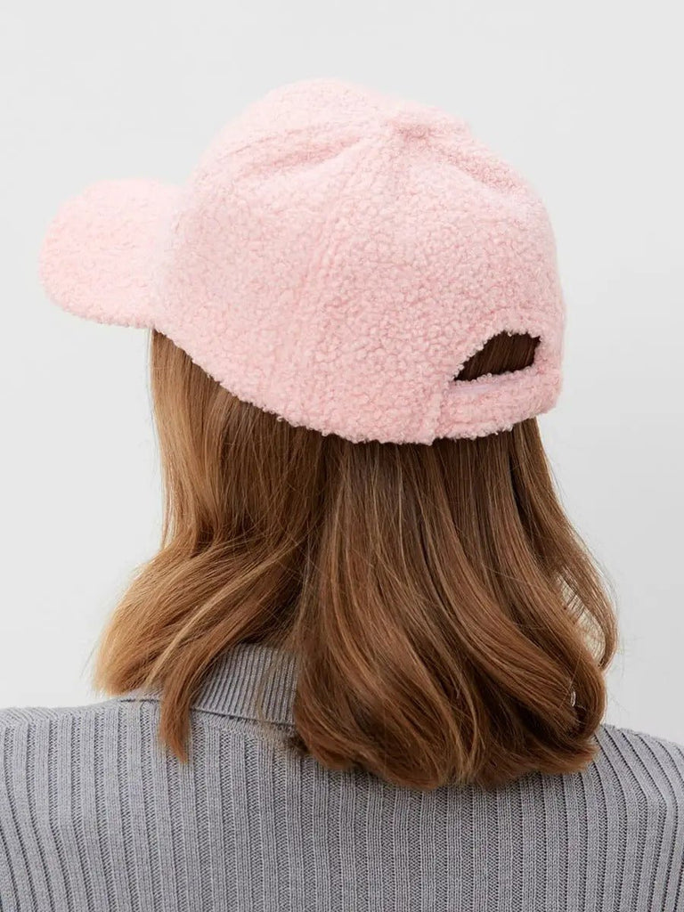 Casquette bouclette mouton, ajustable chaude, polaire, douce peluche à moumoute, modèle Mona - Casquette - Rose