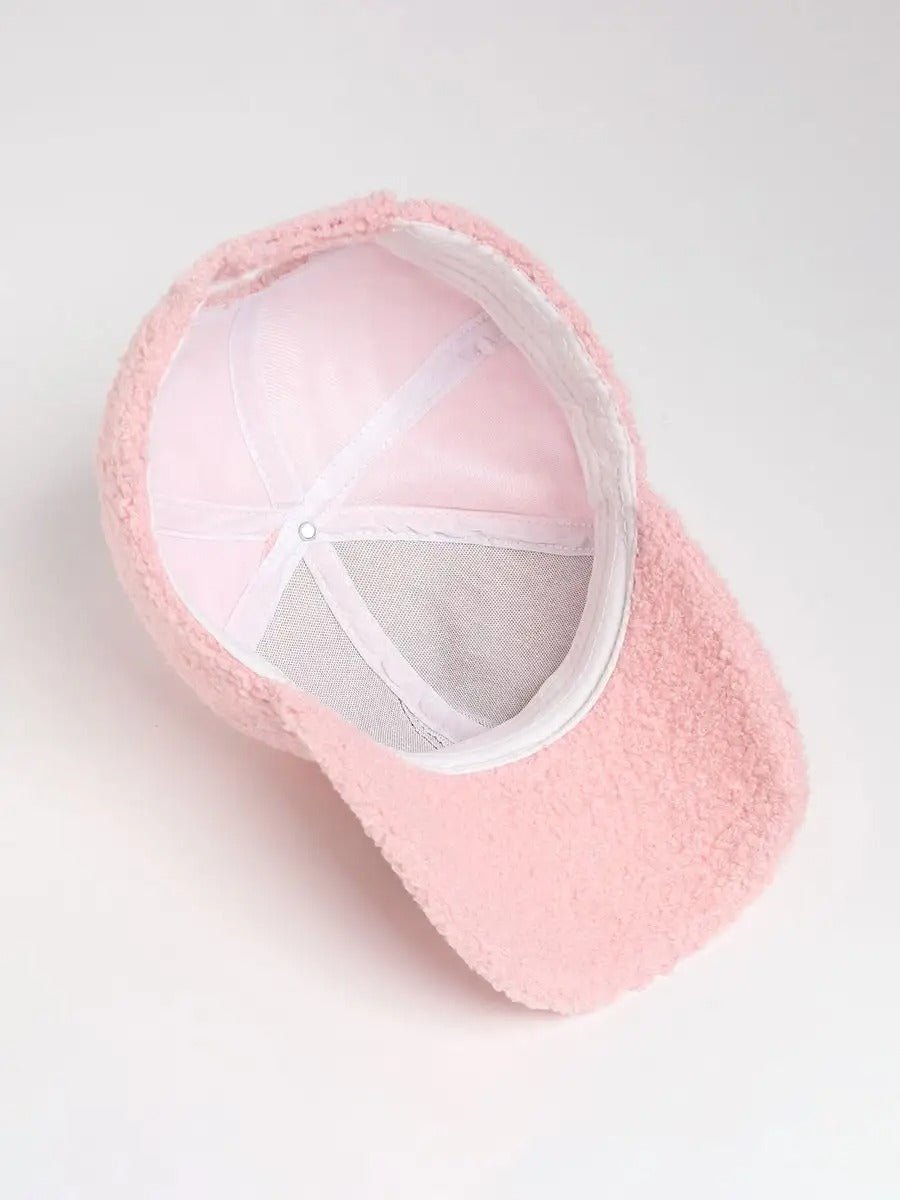 Casquette bouclette mouton, ajustable chaude, polaire, douce peluche à moumoute, modèle Mona - Casquette - Rose