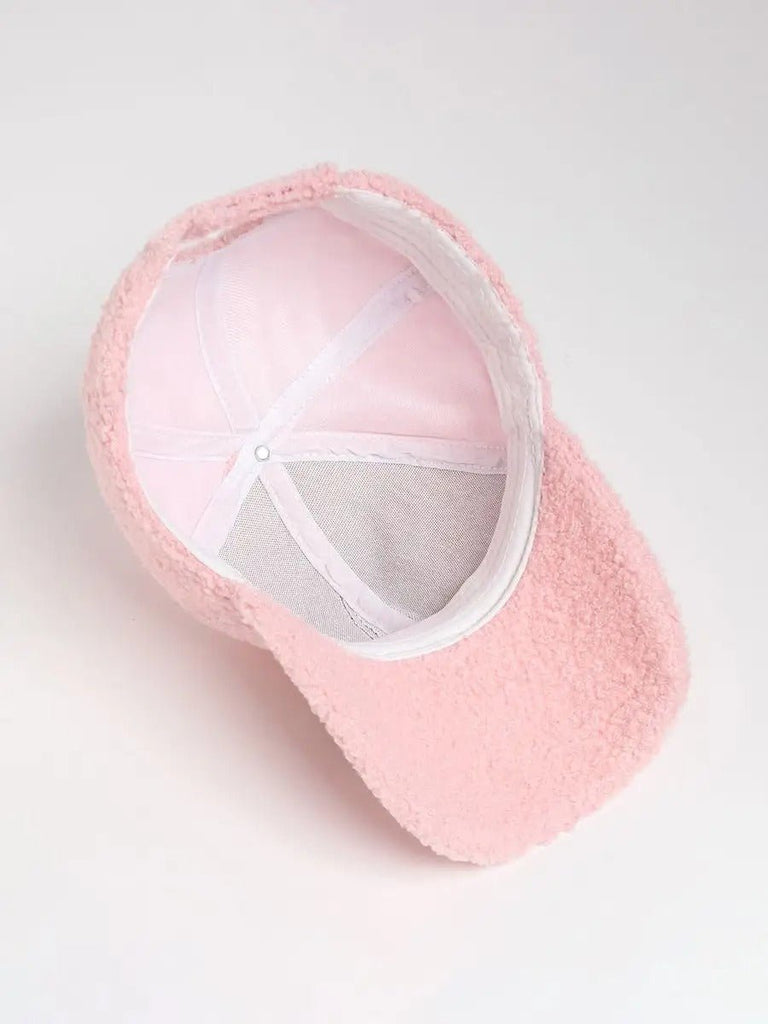 Casquette bouclette mouton, ajustable chaude, polaire, douce peluche à moumoute, modèle Mona - Casquette - Rose