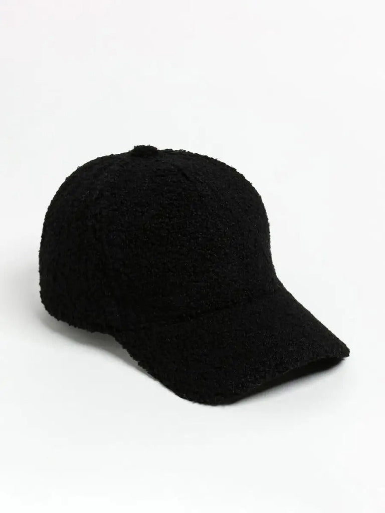 Casquette bouclette mouton, ajustable chaude, polaire, douce peluche à moumoute, modèle Mona - Casquette - Noir