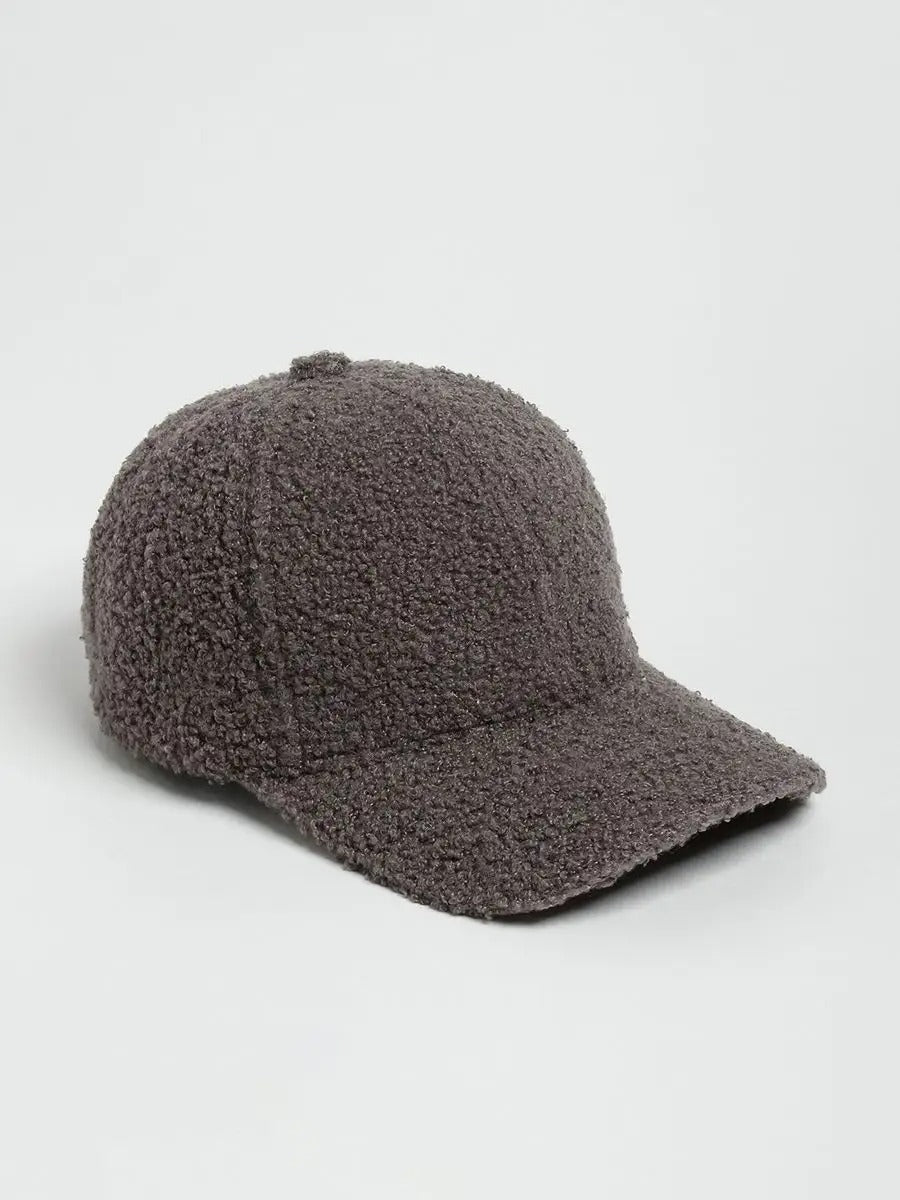 Casquette bouclette mouton, ajustable chaude, polaire, douce peluche à moumoute, modèle Mona - Casquette - Gris
