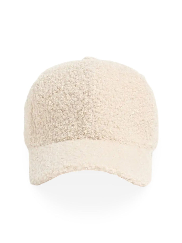 Casquette bouclette mouton, ajustable chaude, polaire, douce peluche à moumoute, modèle Mona - Casquette - Blanc crème