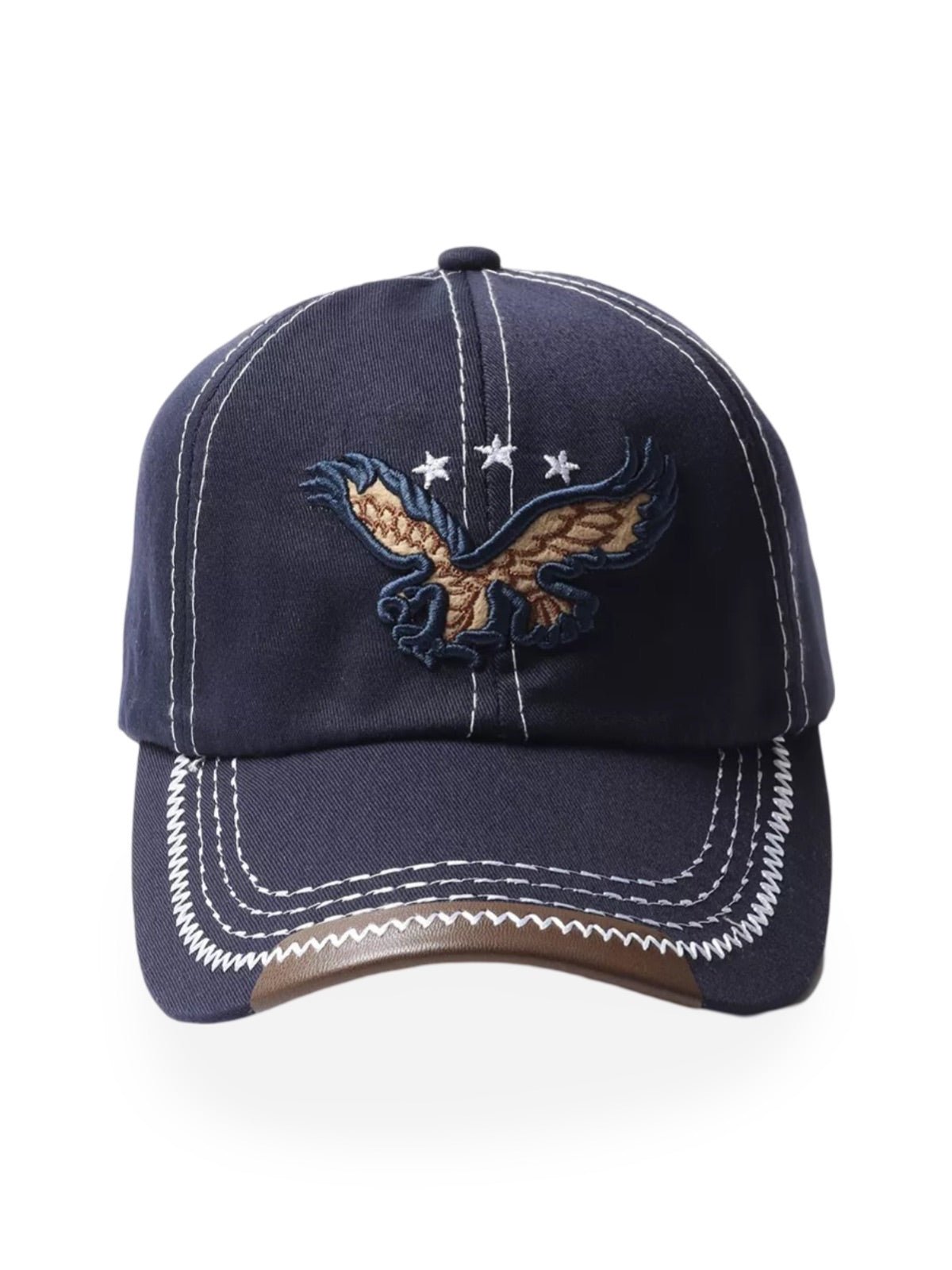 Casquette brodée aigle, visière courbée, ajustable, coton respirant, style urbain, modèle Eagle - Casquette - Bleu