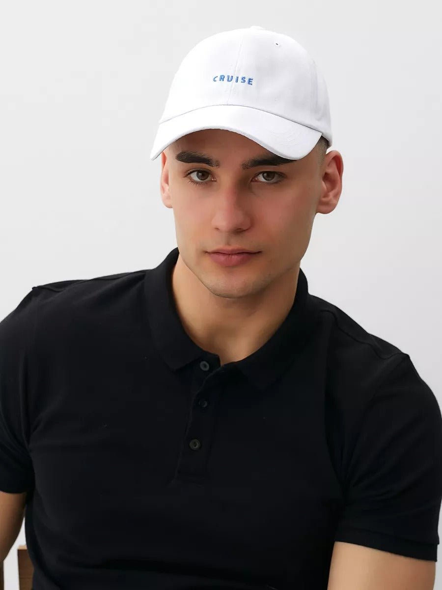 Casquette brodée Cruise, en coton, réglable, broderie minimaliste, visière courbée, style unisexe, modèle Cruise - Casquette - Blanc