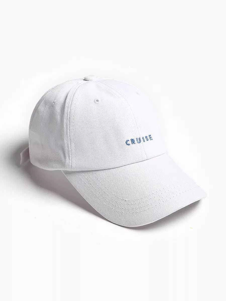 Casquette brodée Cruise, en coton, réglable, broderie minimaliste, visière courbée, style unisexe, modèle Cruise - Casquette - Blanc