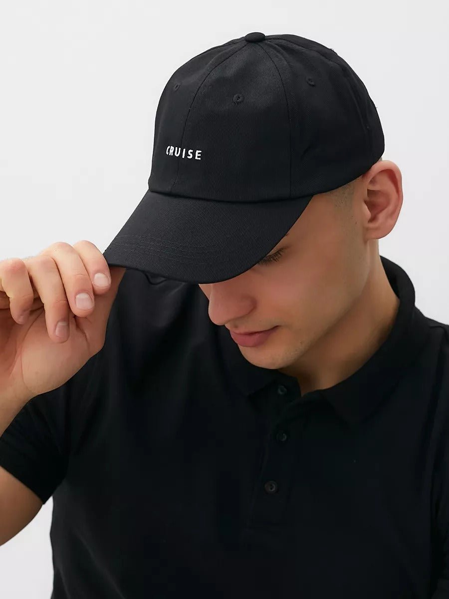 Casquette brodée Cruise, en coton, réglable, broderie minimaliste, visière courbée, style unisexe, modèle Cruise - Casquette - Noir