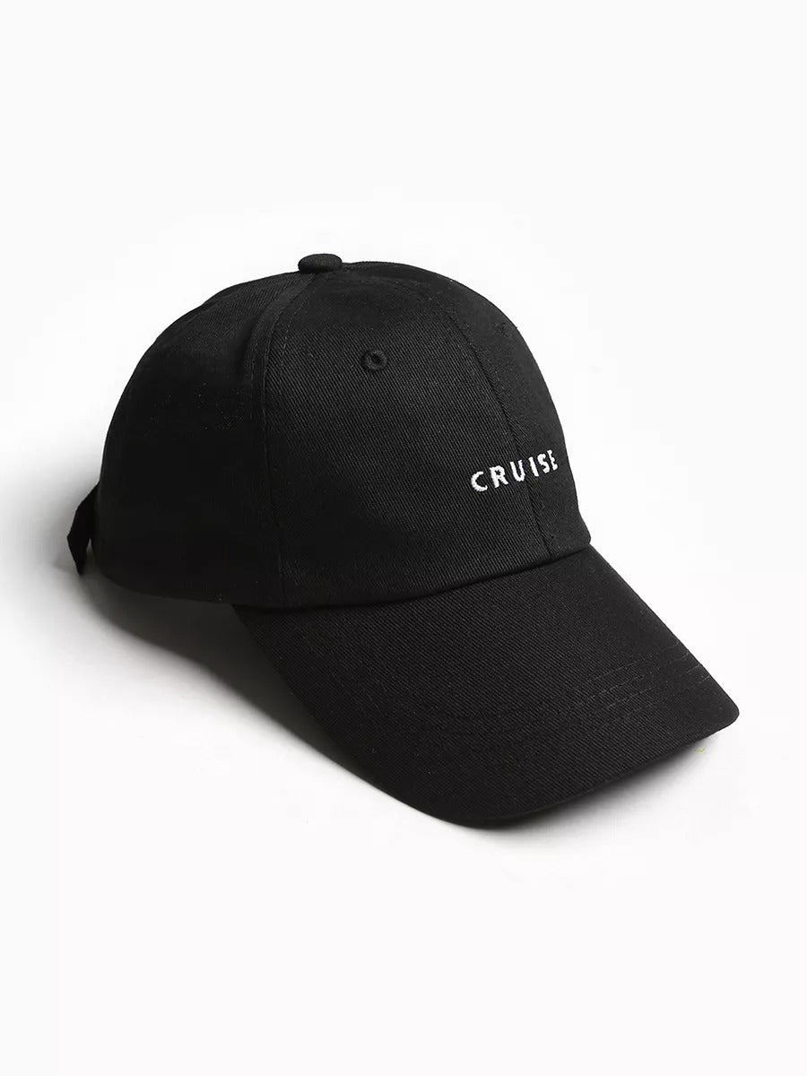 Casquette brodée Cruise, en coton, réglable, broderie minimaliste, visière courbée, style unisexe, modèle Cruise - Casquette - Noir