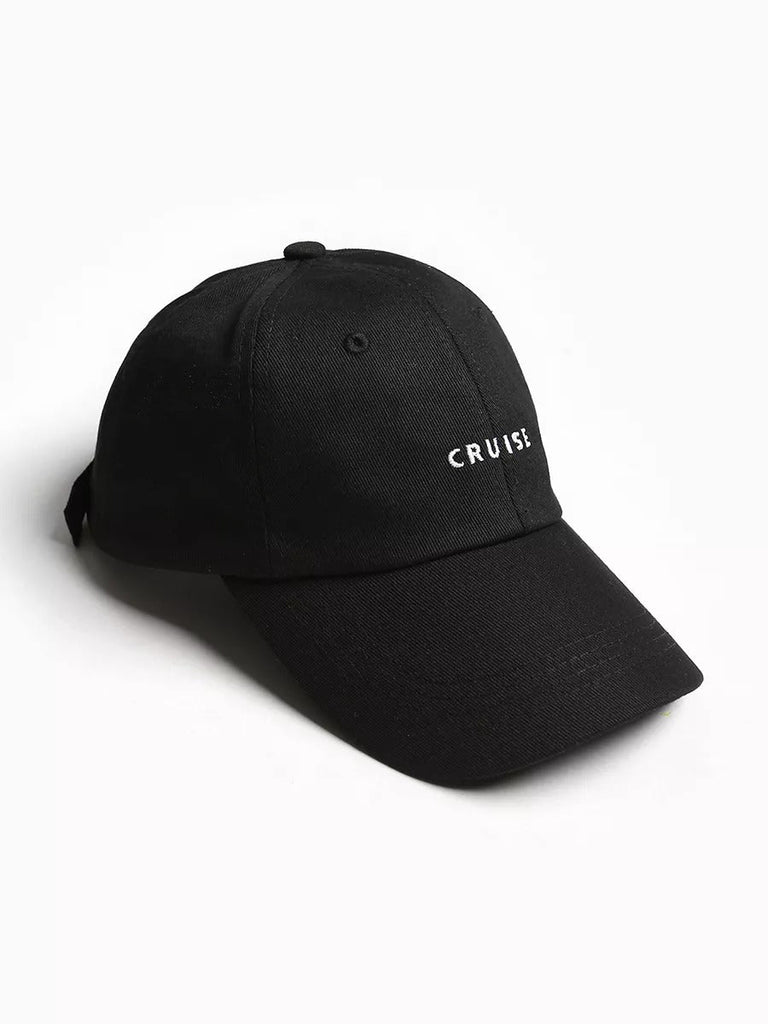 Casquette brodée Cruise, en coton, réglable, broderie minimaliste, visière courbée, style unisexe, modèle Cruise - Casquette - Noir