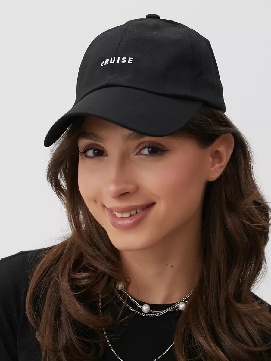Casquette brodée Cruise, en coton, réglable, broderie minimaliste, visière courbée, style unisexe, modèle Cruise - Casquette - Noir