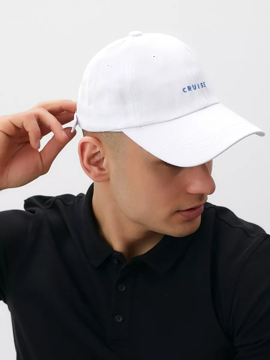 Casquette brodée Cruise, en coton, réglable, broderie minimaliste, visière courbée, style unisexe, modèle Cruise - Casquette - Blanc