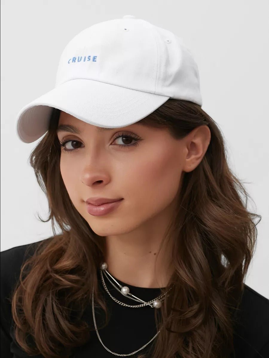 Casquette brodée Cruise, en coton, réglable, broderie minimaliste, visière courbée, style unisexe, modèle Cruise - Casquette - Blanc