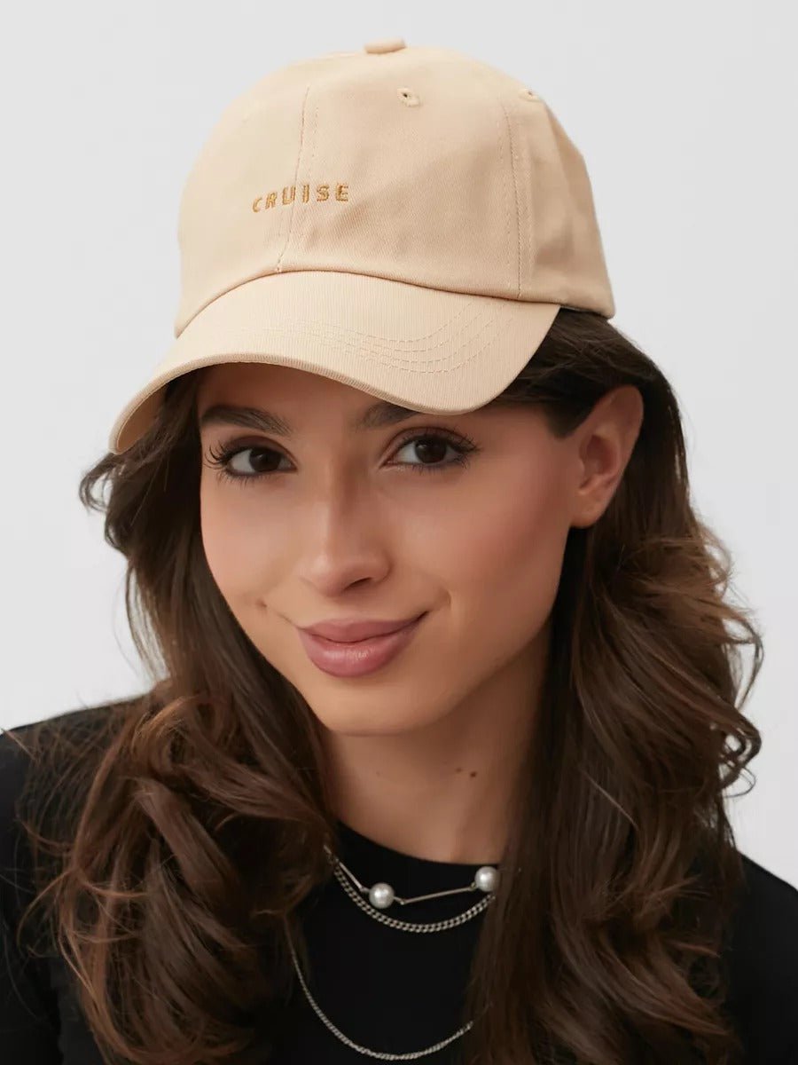 Casquette brodée Cruise, en coton, réglable, broderie minimaliste, visière courbée, style unisexe, modèle Cruise - Casquette - Beige