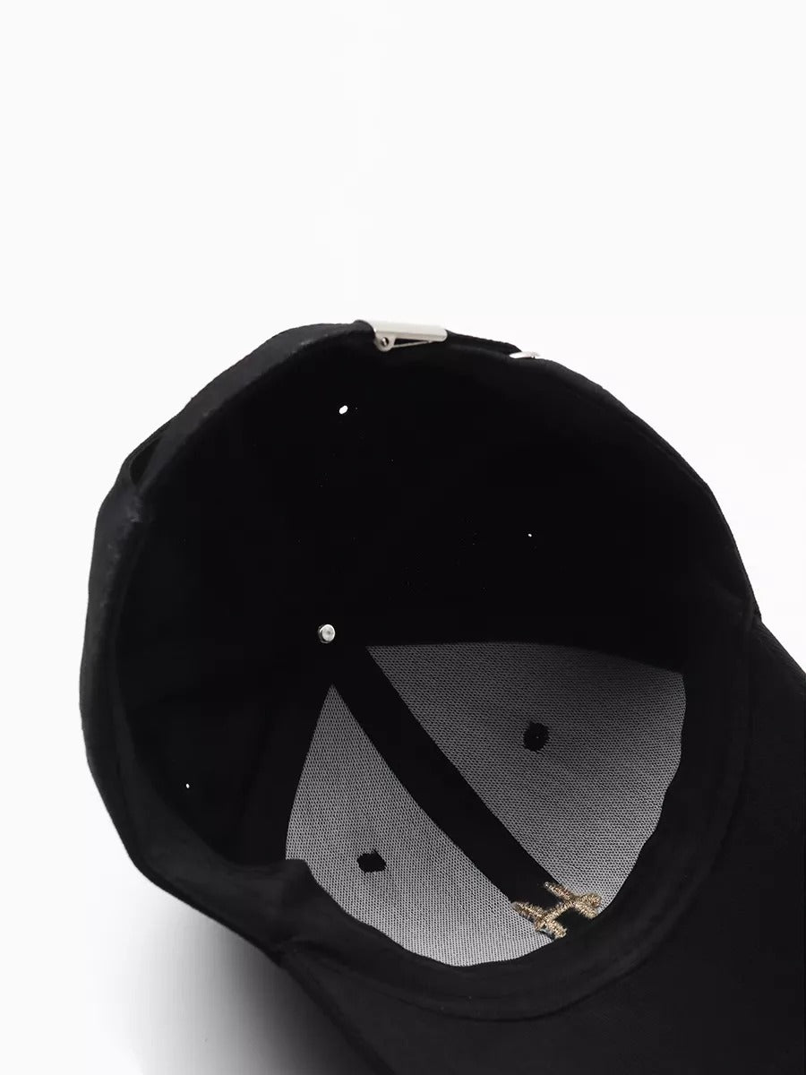 Casquette de baseball en coton brodée H, réglable, urbaine Y2K, mode été, modèle Toka - Casquette - Noir