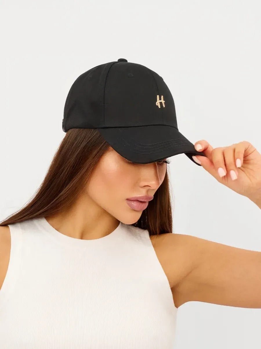 Casquette de baseball en coton brodée H, réglable, urbaine Y2K, mode été, modèle Toka - Casquette - Noir