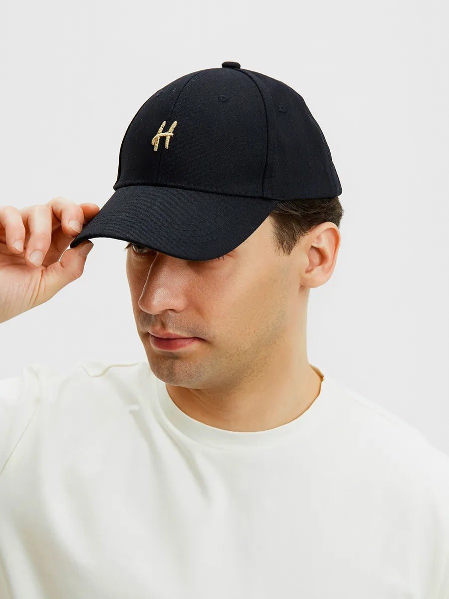 Casquette de baseball en coton brodée H, réglable, urbaine Y2K, mode été, modèle Toka - Casquette - Noir