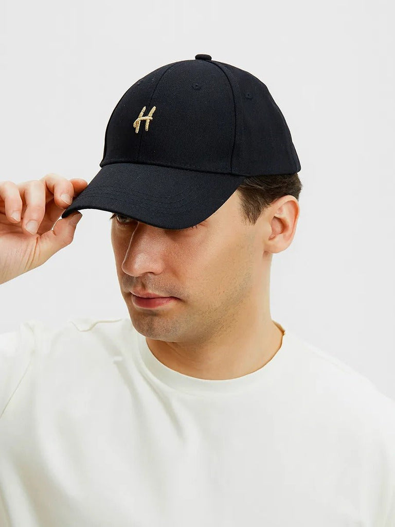 Casquette de baseball en coton brodée H, réglable, urbaine Y2K, mode été, modèle Toka - Casquette - Noir