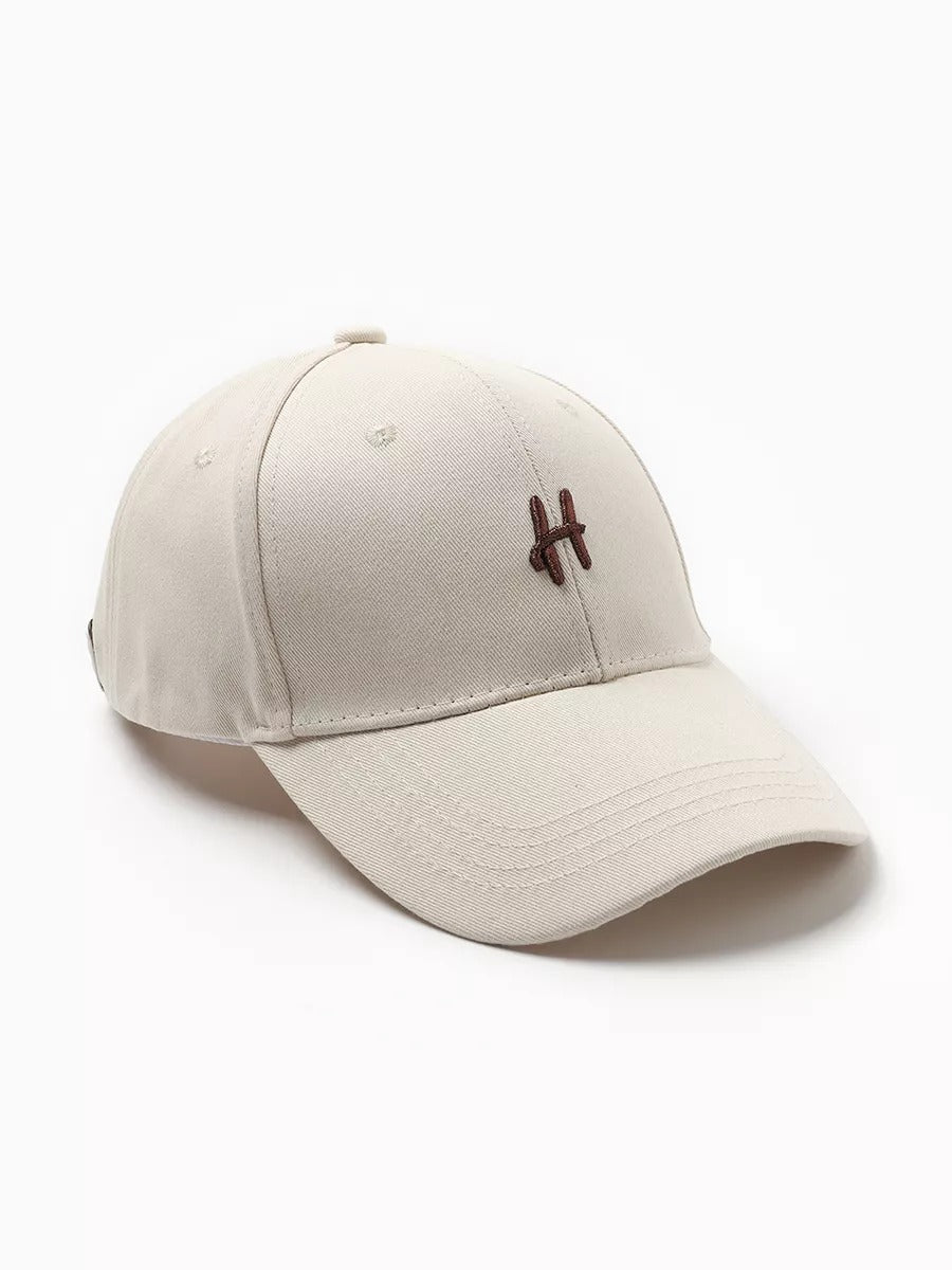 Casquette de baseball en coton brodée H, réglable, urbaine Y2K, mode été, modèle Toka - Casquette - Beige