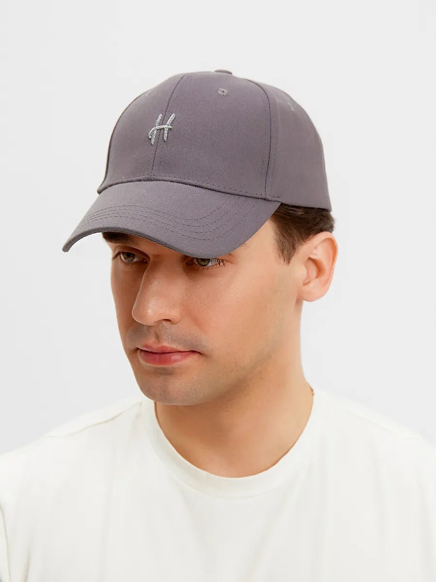 Casquette de baseball en coton brodée H, réglable, urbaine Y2K, mode été, modèle Toka - Casquette - Gris