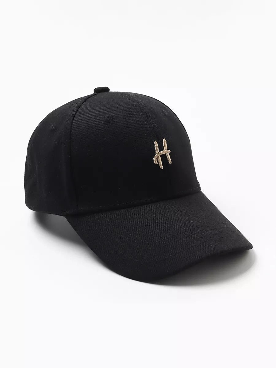Casquette de baseball en coton brodée H, réglable, urbaine Y2K, mode été, modèle Toka - Casquette - Noir
