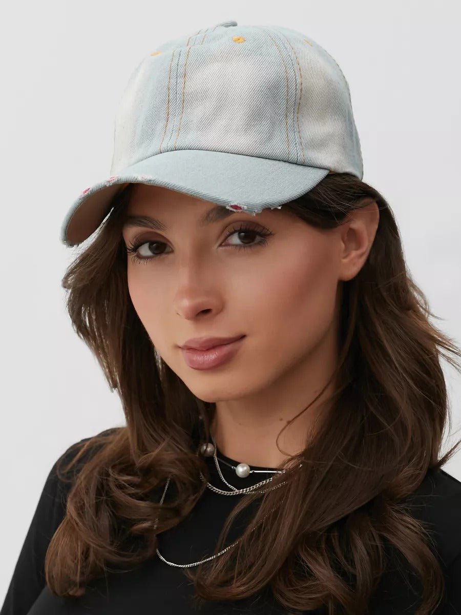 Casquette en jean délavé, baseball unisexe, denim ajustable, usé au style vintage, modèle Bill - Casquette - Style 1