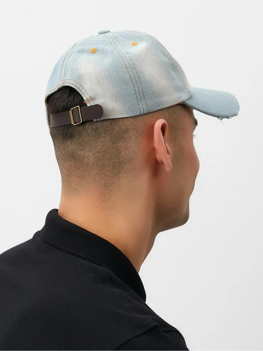 Casquette en jean délavé, baseball unisexe, denim ajustable, usé au style vintage, modèle Bill - Casquette - Style 1