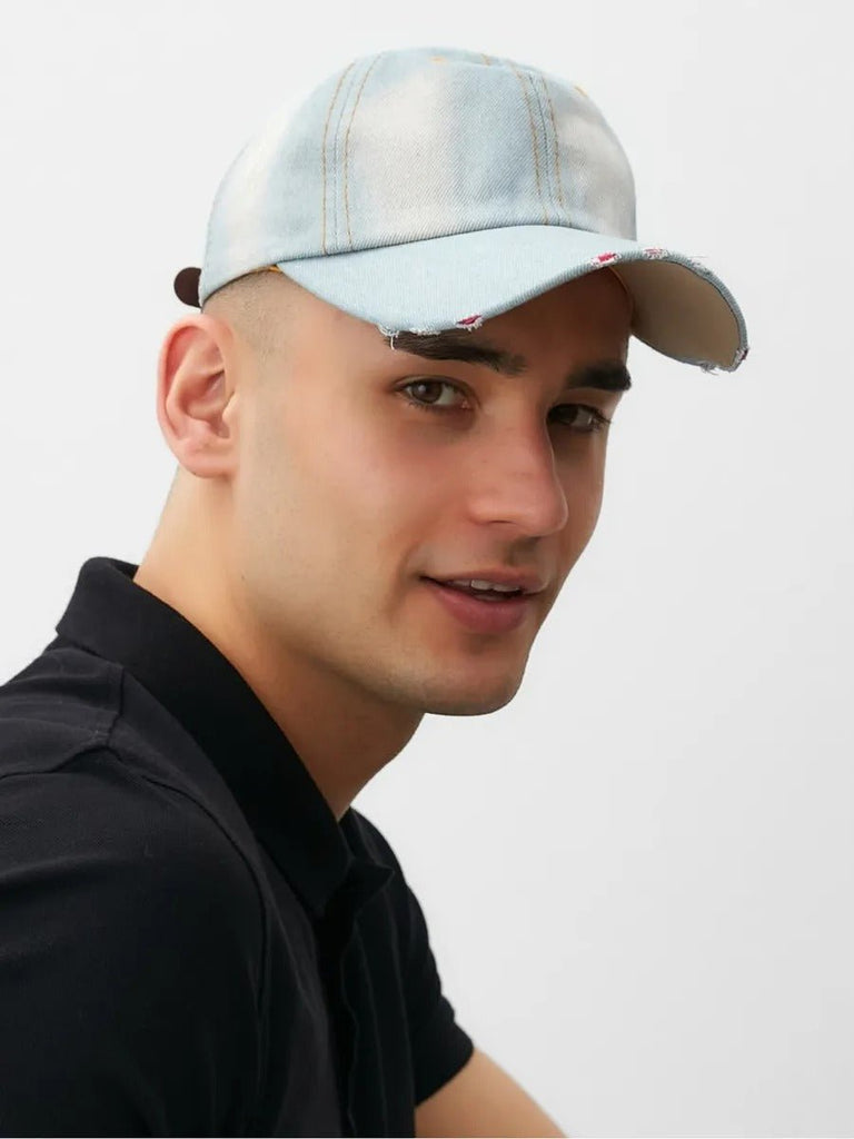 Casquette en jean délavé, baseball unisexe, denim ajustable, usé au style vintage, modèle Bill - Casquette - Style 1