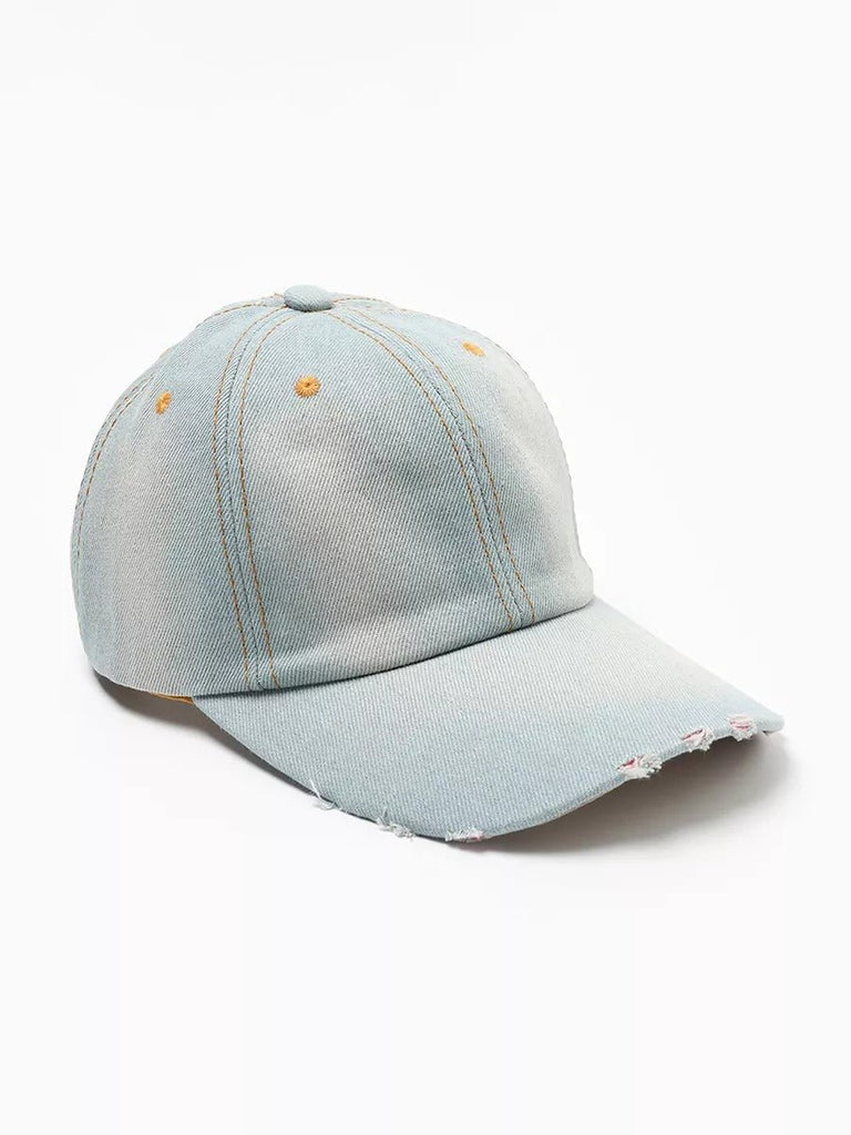 Casquette en jean délavé, baseball unisexe, denim ajustable, usé au style vintage, modèle Bill - Casquette - Style 1