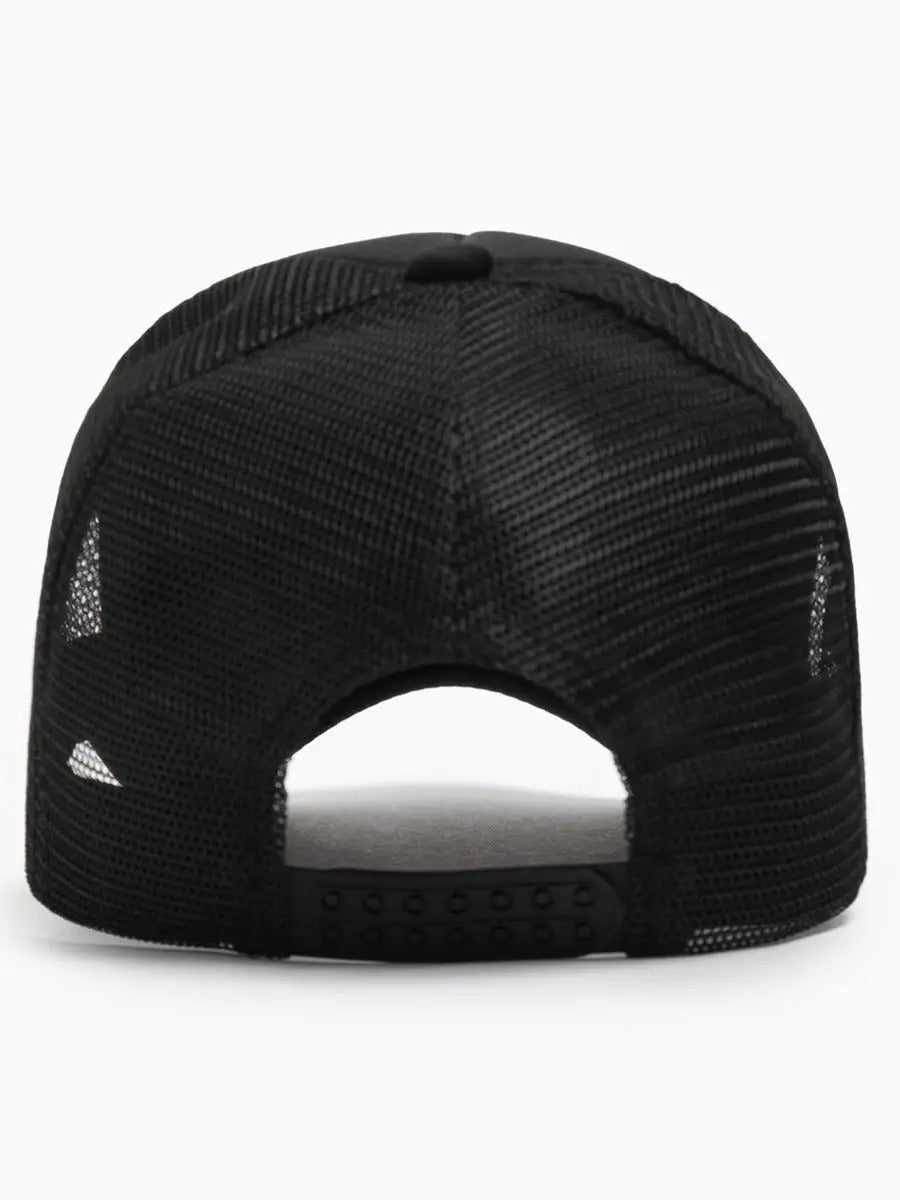 Casquette filet unie, légère et respirante, réglable, idéale pour l'été, modèle Quinn - Casquette - Noir