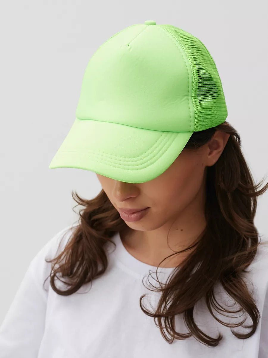 Casquette filet unie, légère et respirante, réglable, idéale pour l'été, modèle Quinn - Casquette - Vert
