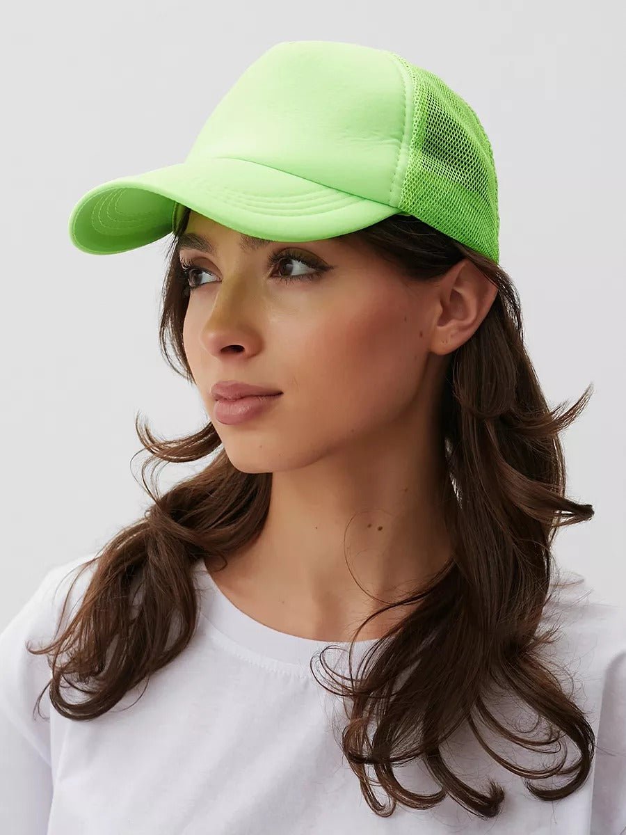 Casquette filet unie, légère et respirante, réglable, idéale pour l'été, modèle Quinn - Casquette - Vert