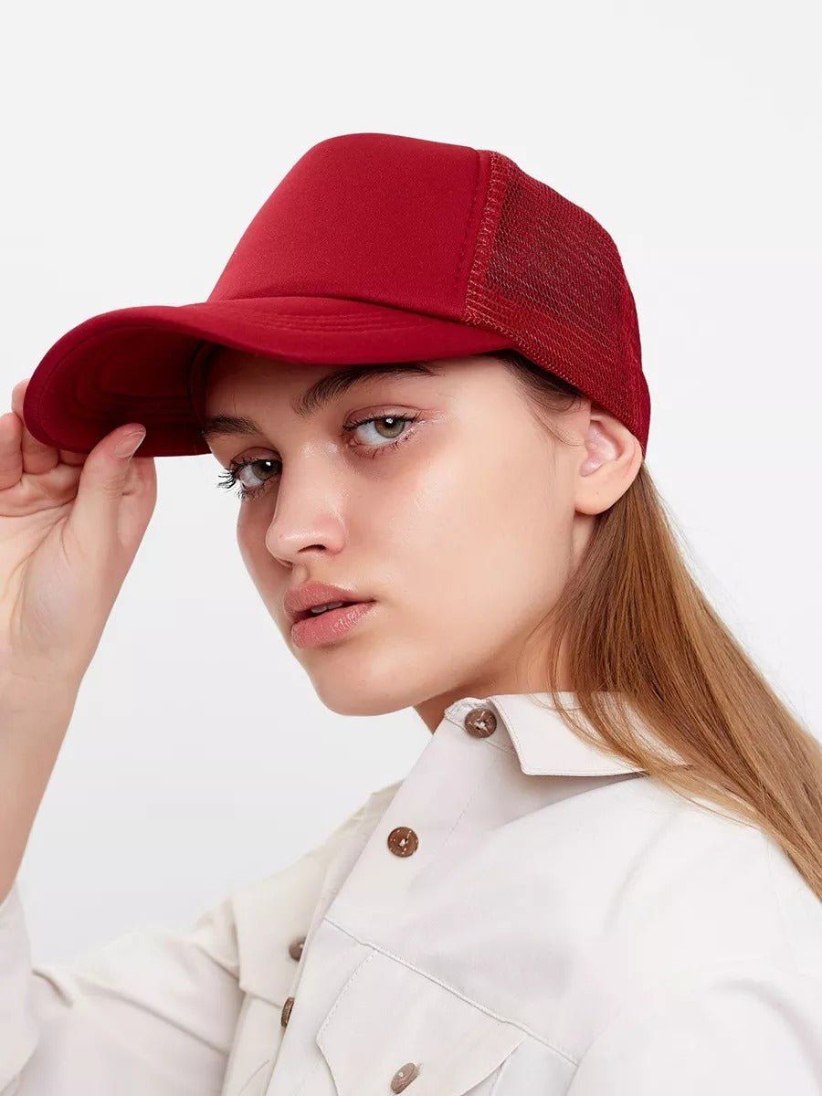 Casquette filet unie, légère et respirante, réglable, idéale pour l'été, modèle Quinn - Casquette - Bordeaux