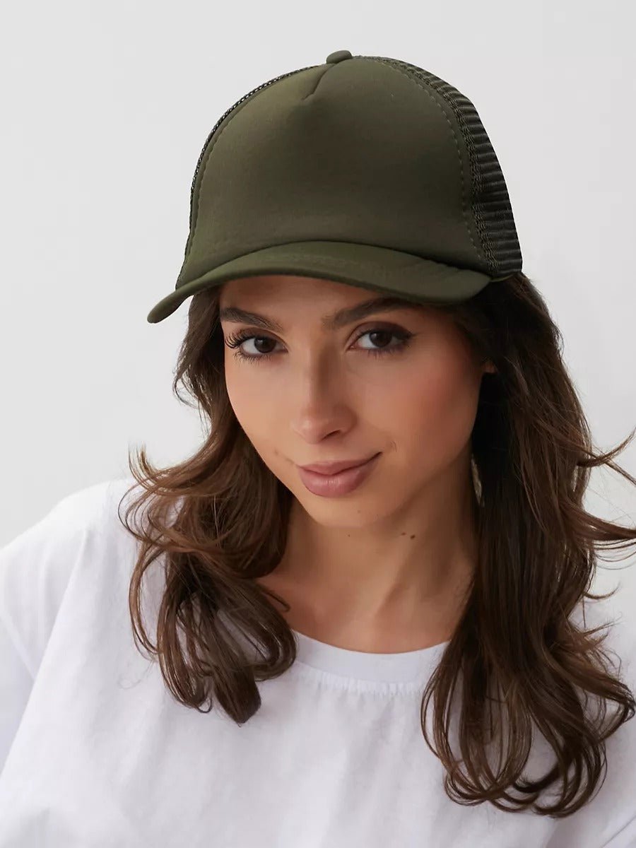 Casquette filet unie, légère et respirante, réglable, idéale pour l'été, modèle Quinn - Casquette - Kaki