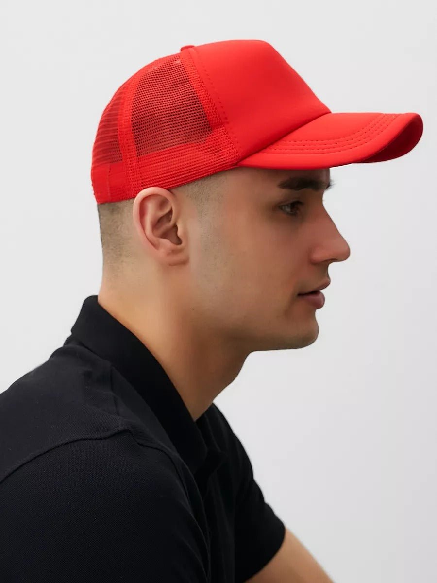 Casquette filet unie, légère et respirante, réglable, idéale pour l'été, modèle Quinn - Casquette - Rouge