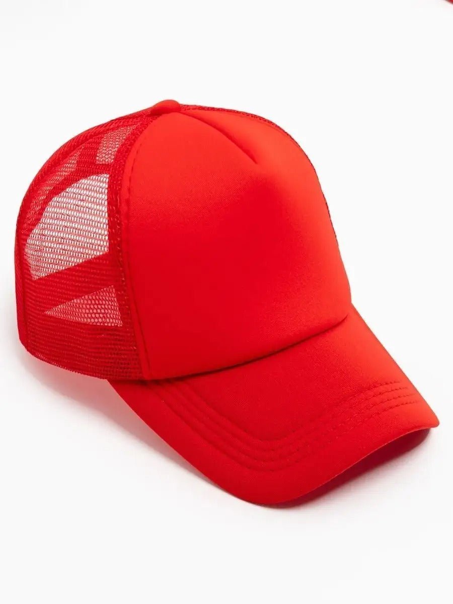 Casquette filet unie, légère et respirante, réglable, idéale pour l'été, modèle Quinn - Casquette - Rouge
