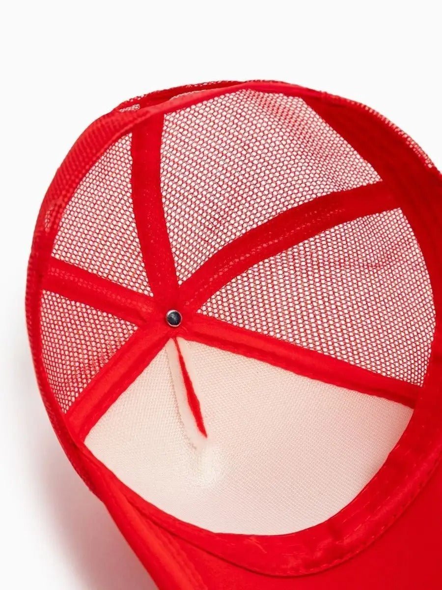 Casquette filet unie, légère et respirante, réglable, idéale pour l'été, modèle Quinn - Casquette - Rouge