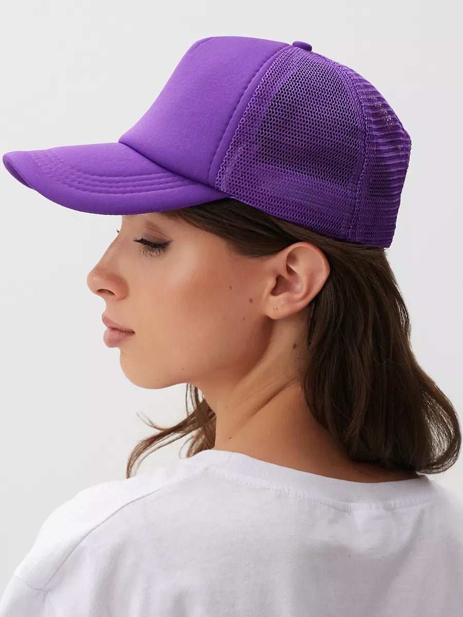 Casquette filet unie, légère et respirante, réglable, idéale pour l'été, modèle Quinn - Casquette - Violet
