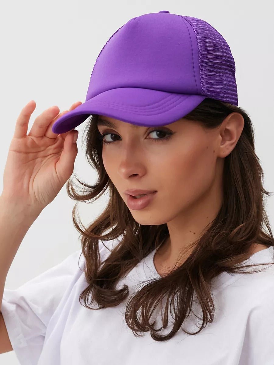 Casquette filet unie, légère et respirante, réglable, idéale pour l'été, modèle Quinn - Casquette - Violet