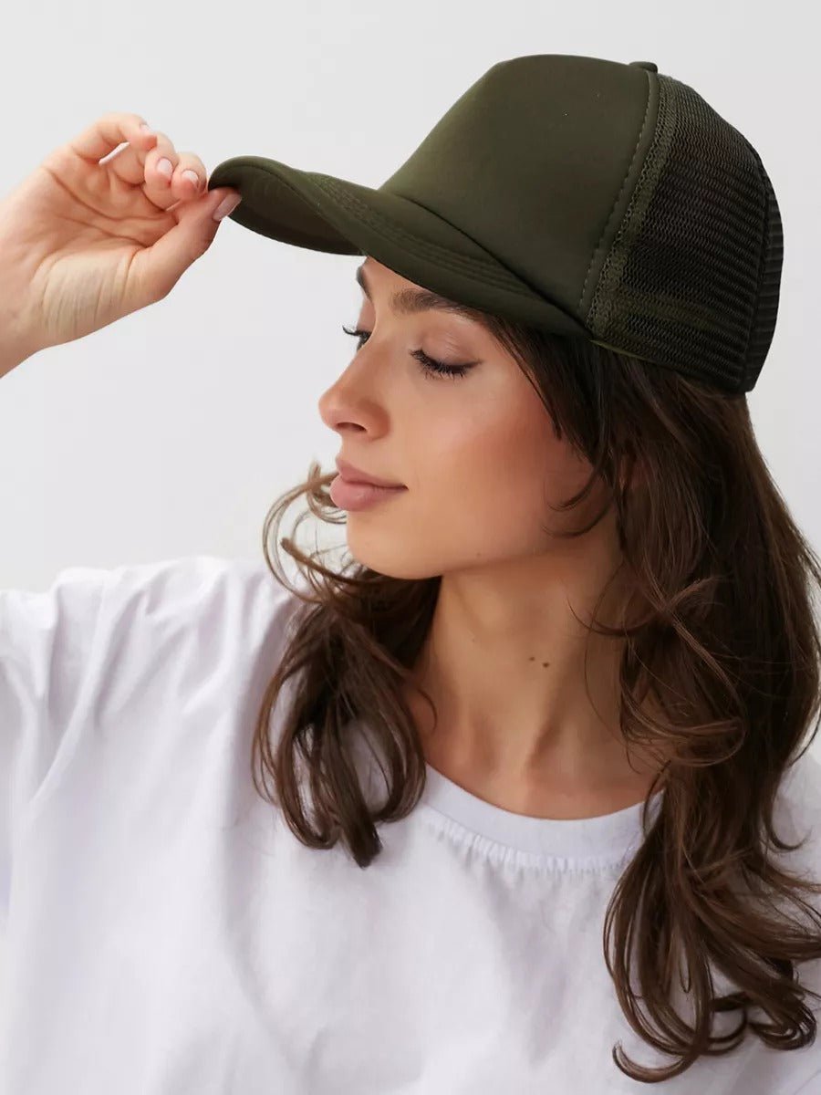 Casquette filet unie, légère et respirante, réglable, idéale pour l'été, modèle Quinn - Casquette - Kaki