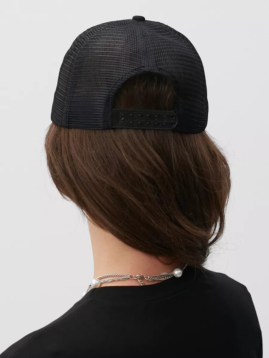 Casquette filet unie, légère et respirante, réglable, idéale pour l'été, modèle Quinn - Casquette - Noir