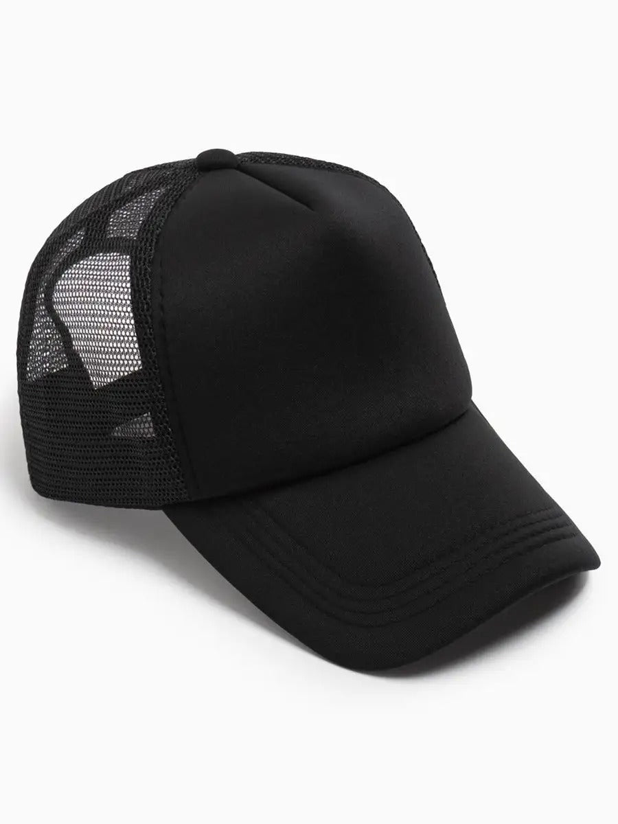 Casquette filet unie, légère et respirante, réglable, idéale pour l'été, modèle Quinn - Casquette - Noir