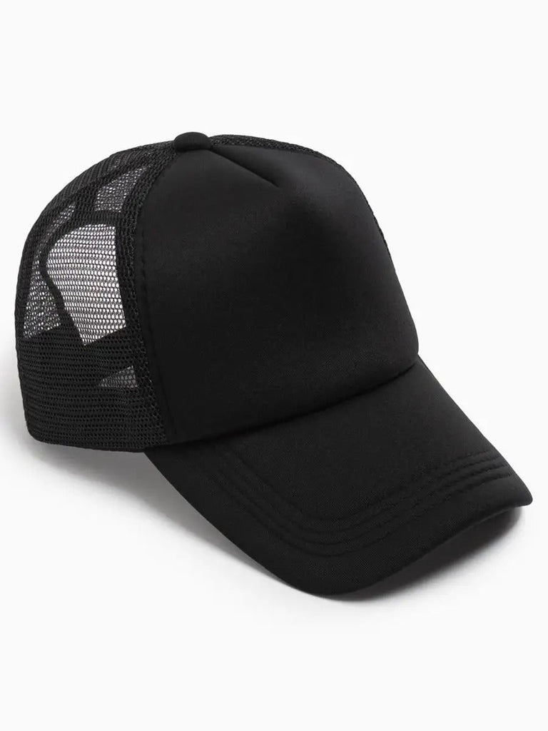 Casquette filet unie, légère et respirante, réglable, idéale pour l'été, modèle Quinn - Casquette - Noir