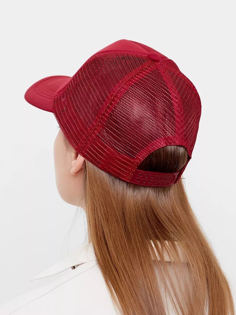 Casquette filet unie, légère et respirante, réglable, idéale pour l'été, modèle Quinn - Casquette - Bordeaux