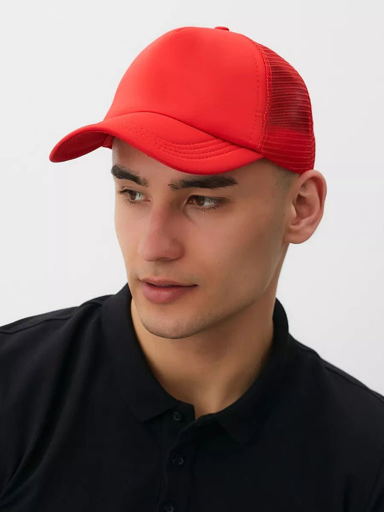 Casquette filet unie, légère et respirante, réglable, idéale pour l'été, modèle Quinn - Casquette - Rouge