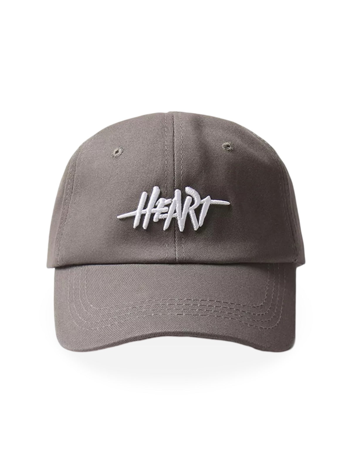 Casquette HEART brodée, coton respirant, visière courbée, ajustable, style urbain, modèle Hermi - Casquette - Gris