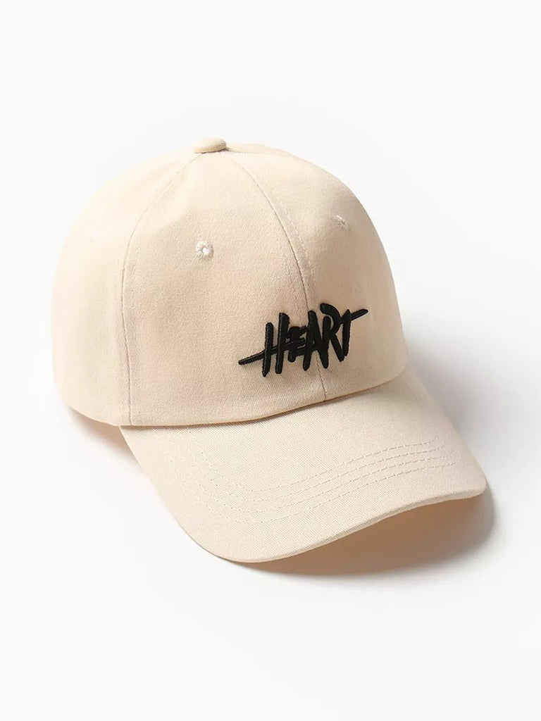 Casquette HEART brodée, coton respirant, visière courbée, ajustable, style urbain, modèle Hermi - Casquette - Blanc