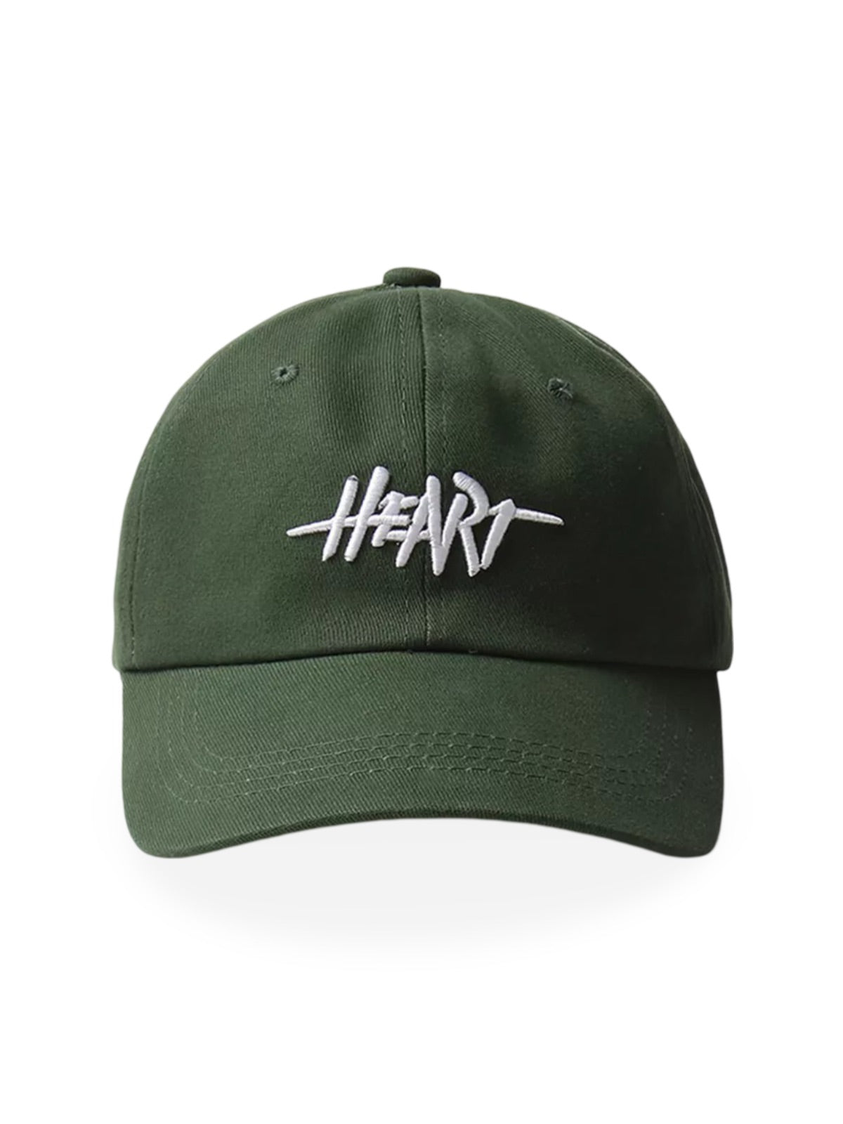 Casquette HEART brodée, coton respirant, visière courbée, ajustable, style urbain, modèle Hermi - Casquette - Vert