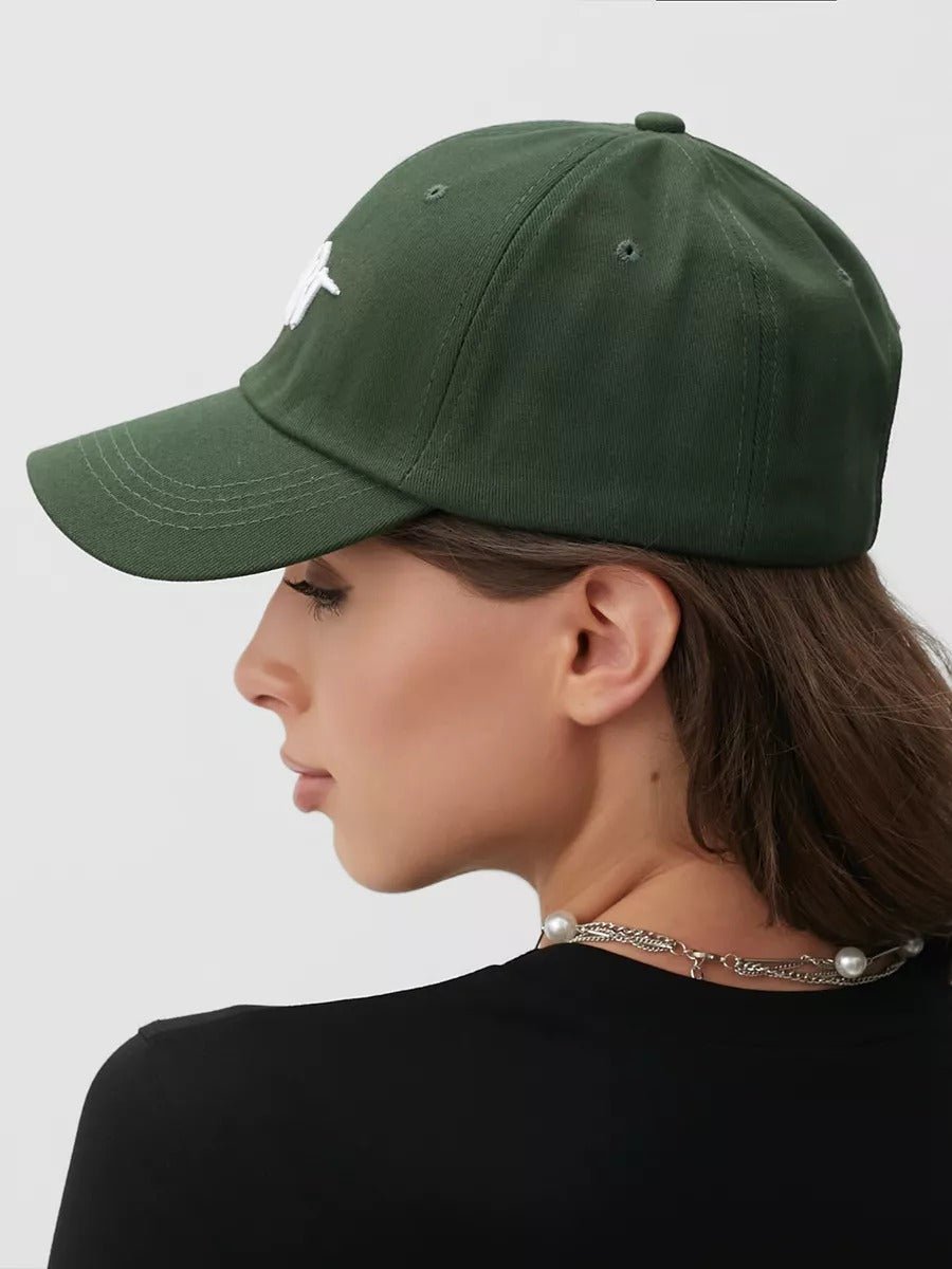 Casquette HEART brodée, coton respirant, visière courbée, ajustable, style urbain, modèle Hermi - Casquette - Vert