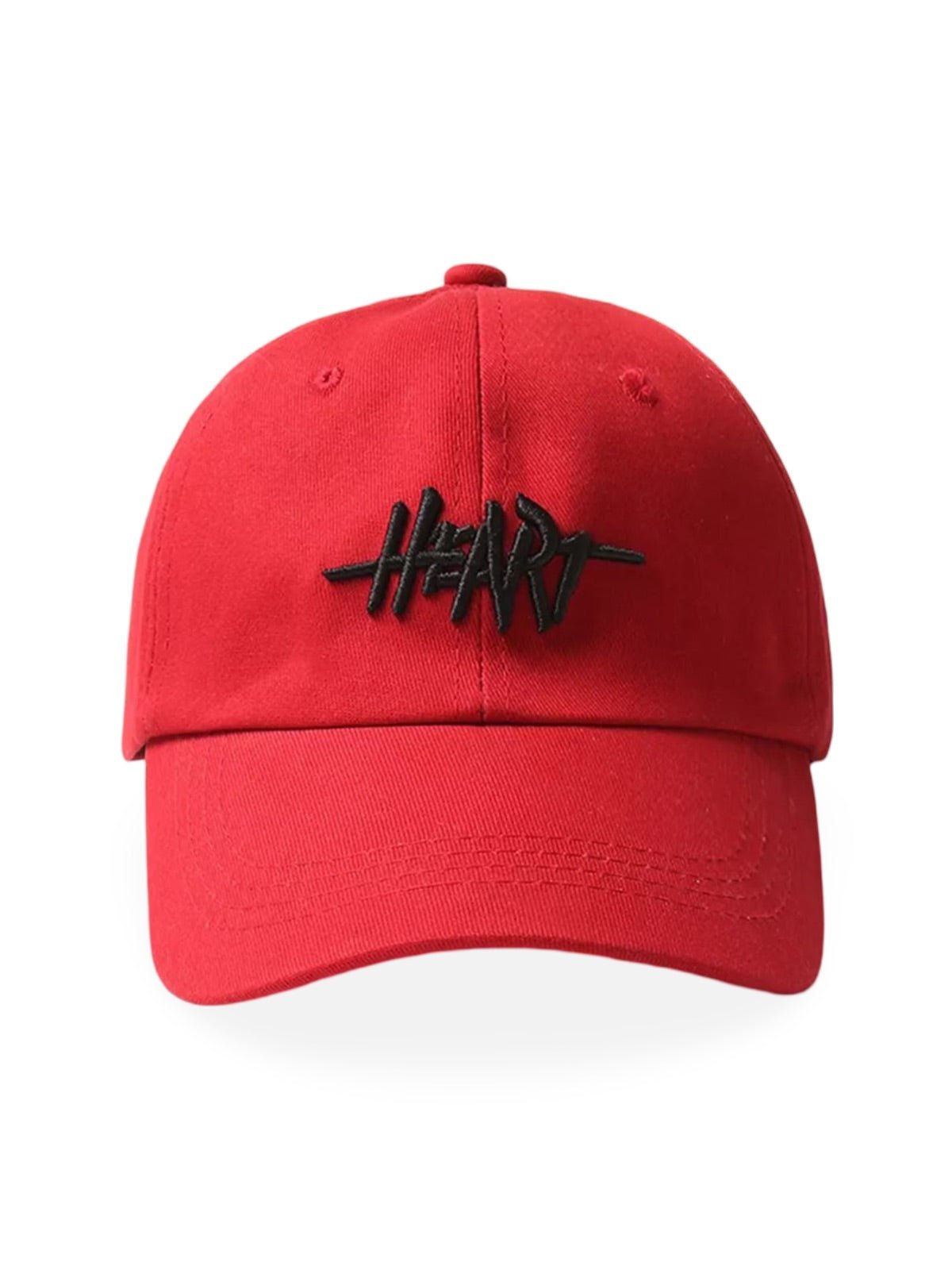 Casquette HEART brodée, coton respirant, visière courbée, ajustable, style urbain, modèle Hermi - Casquette - Rouge