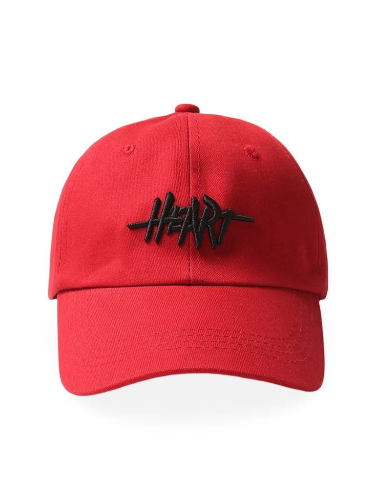 Casquette HEART brodée, coton respirant, visière courbée, ajustable, style urbain, modèle Hermi - Casquette - Rouge